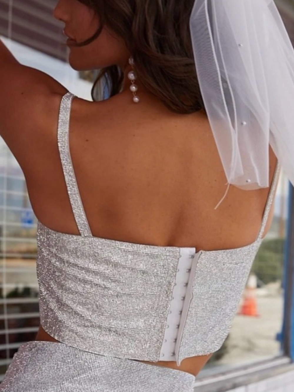 Silver Rhinestone Crop Top - Picture 2 of 3